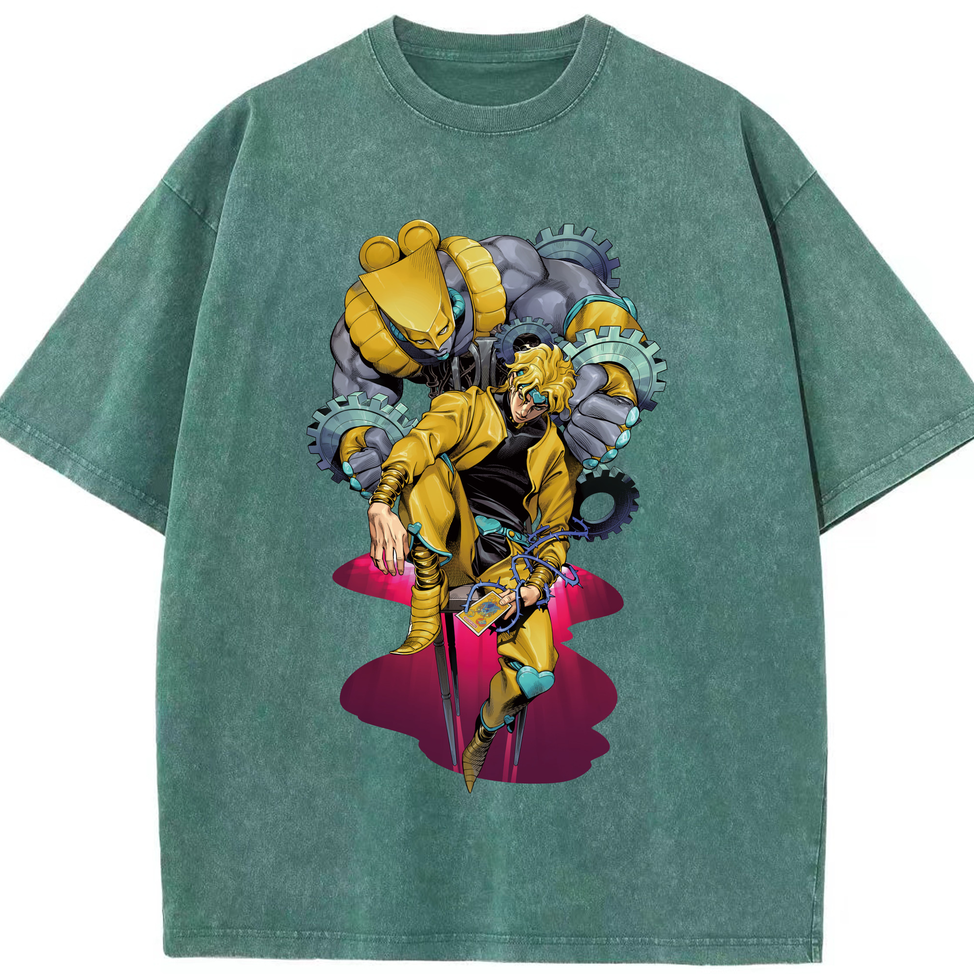 （画像用） ジョジョの奇妙な冒険 ディオ?ブランドー JoJo's Bizarre Adventure Dio Brando 綿100% ヴィンテージ風 半袖Tシャツ（フロントプリント）
